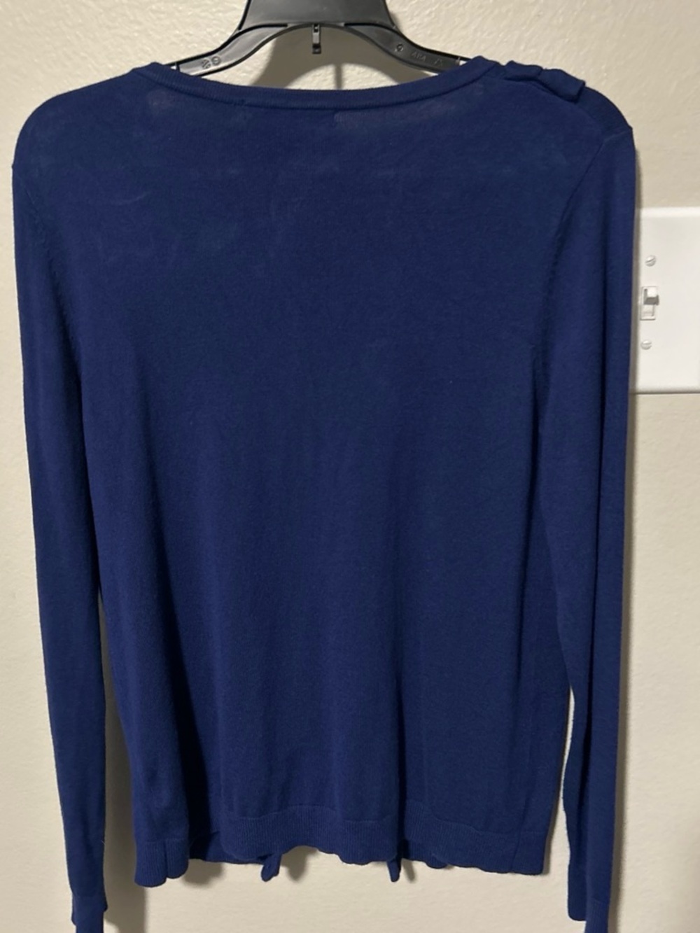 Grace Elements Deep Navy Ruffle-Front Button Cardigan - Picture 2 of 3